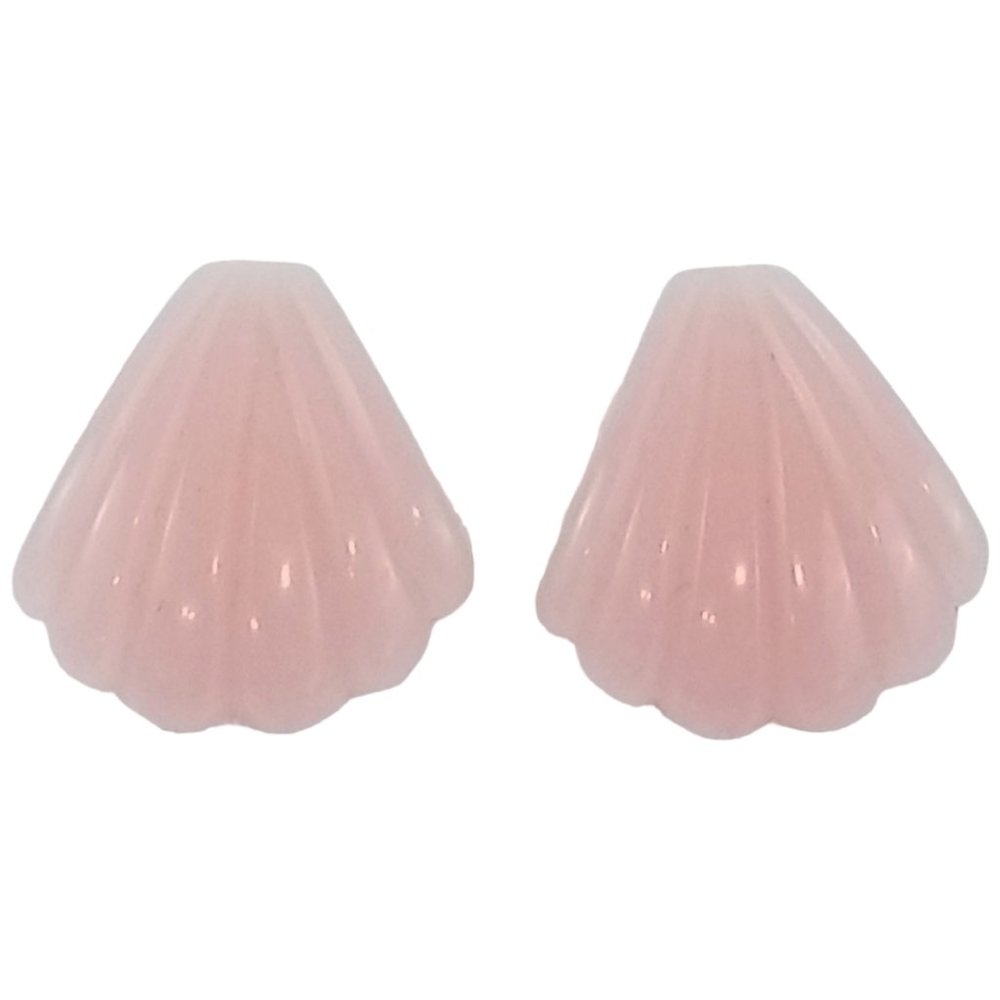 Crown Trifari Vintage Pink‎ Lucite Plastic Clam Shell Clip Earrings